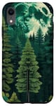 Coque pour iPhone XR Forêt Nature Montagne Lune Vert Arbre Pin Aventure Randonnée