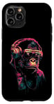 iPhone 11 Pro Neon Gorilla With Headphones Techno Rave Music Monkey Case