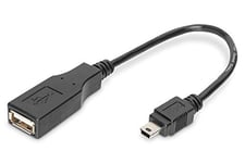 Assmann Electronic UL Adaptateur pour câble USB 2.0-OTG mâle/Femelle Noir 0,2 m