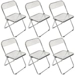 Haloyo lot de 6 Acrylique transparent Chaise, Chaise Pliante Moderne，Assise Plastique, pour Salle à Manger, 46 x 46 x 75cm,Blanc