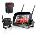 Trådlös digital backkamera & varningssystem för medtrafikanter, Smart detektor, 7" Tums, högtalare, 200m räckvidd, IR, Mörkersyn, IP68