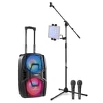 FT208LED Portable Karaoke Speaker with Microphone Tablet Stand, Bluetooth Audio