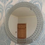Biznest Large Round Wall Mounted Mirror Frame Less Bathroom Living Room Square Glitter Corner 50Cm
