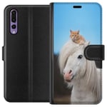 Huawei P20 Pro Musta Lompakkokotelo Katt och Häst