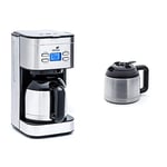 Senya cafetière électrique programmable Inox Hot Coffee, verseuse isotherme en acier inoxydable, fonction sélecteur d’arôme, maintien au chaud, 1,2L, 800W & NYA Verseuse isotherme pour vos Cafetières