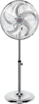 NETTA 16 Inch Metal Pedestal Floor Fan, Chrome Standing Fan with 5 Blades, Oscil
