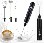 Milk frother Handeld | Electric Whisk for Baking | Coffee Frother Jug USB Rechargeable | Three-Speed Force Adjustment Milk Bubbler