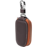 Äkta läder bilnyckel fodral, fjärrkontroll bilnyckel fodral äkta läder påse för män dragkedja bilnyckel fodral (brun)