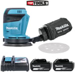 Makita DBO180Z 18V Li-ion Random Orbit Sander Body + 2 x 5Ah Batteries & Charger