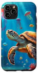 Coque pour iPhone 11 Pro Corail coloré sous-marin tortue méduse poisson créature mer