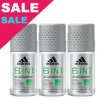 Adidas Men 6-In-1 Roll-On Antiperspirant 48H Anti-White Marks 3 x 50ml