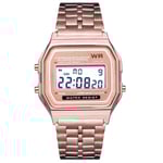 Digital Vintage Retro Klocka Armbandsur Roseguld Metall LCD