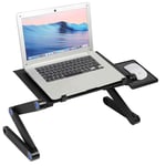 Laptop Stand Desk Table Adjustable Laptop Bed Desk Bed Cozy Vented Lap Workstation Desk Foldable Book Reading Stand Table Stand Up/Sitting with 2 CPU Cooling Fans Mouse Pad