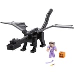 Minecraft Ender Dragon W/ Steve Action Figure Toy Light Sound Playset Mattel NEW