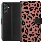 Samsung Galaxy A35 Svart Plånboksfodral Leopardskrud