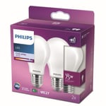 PHILIPS Philips Led-lampa Ekvivalent 75w E27 Kallvit, Ej Dimbar, Glas, Set Om 2