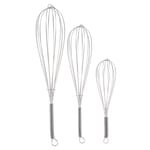 3pc Steel Balloon Whisk Set 3 Sizes Manual Kitchen Cooking Egg Hand Mixer Whisks