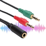 2-in-1 3.5mm Double Earphone Microphone Adapter Cable Headse