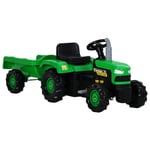 vidaXL traktor med pedaler og anhænger til børn grøn og sort