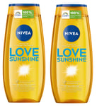 2x NIVEA Love Sunshine Shower Gel 250ml Refreshing with Aloe Vera & Vitamin C&E