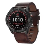 För Garmin Fenix 7x Solar 26mm Läder Stål Spänne Klockarmband Yj52-2(Brun)