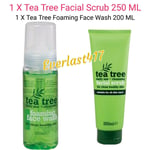 Tea Tree - Facial Scrub 250ml, & Foaming Face Wash 200ml - Daily Use | Cleansing