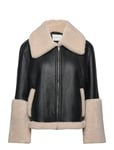 Gaia Cropped Shearling Jacket Black Malina