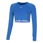 Nike Pro Dri-Fit 365 Crop Haut Manches Longues Femmes - Bleu