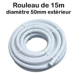 Couronne Rouleau 15m Tuyau Blanc Piscine PVC  Pression Souple Semi-Rigide à coller  diamètre Ø 50mm  extérieur 5cm 50 mm