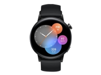 Huawei Watch GT 3 - Active Edition - 42 mm - svart rostfritt stål - smart klocka med rem - fluoroelastomer - svart - handledsstorlek: 130-190 mm - display 1.32 - 4 GB - Bluetooth - 35 g