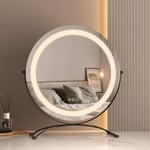 EMKE Hollywood Miroir de Coiffeuse avec 3 Couleurs de lumière, diamètre 50 cm, avec éclairage, Rotation à 360 °, intensité Variable et Fonction mémoire, Noir