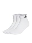 adidas Sportswear Unisex 3 Pack Cushioned Ankle Socks - White, White/Black, Size S, Men