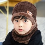 Kids Winter Plush Woolen Warms Scarf Set Thickened Knitted Hat Bc