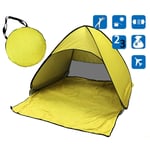 shunlidas Folding Portable Fishing Tent Camping Automatic Pop Up Tents Sun Shelter Anti-uv Sun Shade Awning 2-3 Person Outdoor Summer Tent-yellow