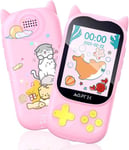 AGPTEK 32Go Lecteur MP3 Enfant Bluetooth 5.3, 2,4” Lecteur Audio HiFi avec Haut-Parleur, Radio FM, Enregistreur, Forme de Chat Rose