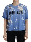 DSQUARED2 T-shirt Blue Goth Gurl Print Black Lace Cotton Tee IT38/US4/XS 670usd