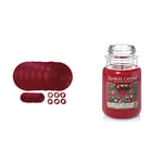 Yankee Candle Scented Candle - Red Apple Wreath Large Jar Candle : up to 150 Hours & Penguin Home Glass beaded 6 x Placemats (32cm), 6 x Coasters (10cm) & 6 x Napkin Rings (5cm) - Set of 18
