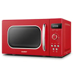 Retro Style 800w 20l Microwave Oven With 8 Auto Menus, 5 Cooking Power