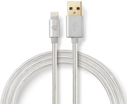 Nedis Lightning Kabel | USB 2.0 | Apple Lightning 8-pin | USB-A Han | 480 Mbps | Guldplateret | 3.00 m | Runde | Flettet / Nylon | Aluminium | Cover Window Box