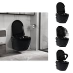 Toaletter - Living Toalettstol vägghängd utan spolkant med bidé keramik svart