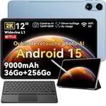 Oscal Pad 100 Surfplatta 12" Android 15 2.4G+5G Wifi RAM 36Go ROM 256Go/SD 2To 9000mAh 16+8MP Dual SIM Blå Med Tangentbord K1