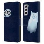 Head Case Designs Officially Licensed Beth WIlson Boo Halloween Ghost Doodle Cats 2 Leather Book Wallet Case Cover Compatible With Samsung Galaxy S21 5G