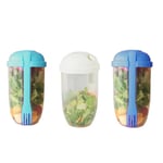 3Pcs Salad Meal Shaker Cup with Fork and Salad Dressing Holder E4M96491