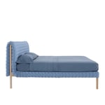 Ligne Roset - Ruché Bed 160x200 High, Red Stained Beech, Fabric Cat. C, Canvas Laine 2 Cacao 4656