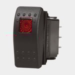 Blue Sea Systems Återfjädrande strömbrytare Contura II Switch DPDT, 2-polig, (På)-Av-På, 20 A (12 V) / 15 (24 V), med belysning, svart