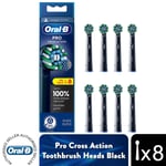 Oral-B Pro Cross Action Toothbrush Refill Replacement Heads Black, 8 Pack