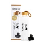 KURO-Bō Glass Water Filter Bottle 550ml - Includes Koins and Neoprene Carrying Sleeve (550ml)