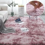 Luddiga Regnbågsmattor för Barnrum Mjuka Luddiga Mattor Vardagsrum Barn Babyrum Barnkammare Lekrum Söt Inredning Matta Tie Dye Dirty Pink 160x200cm