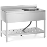 Royal Catering Évier professionnel - 1 bac Inox 49 x 42 24,5 cm RCSSS-120X60-S
