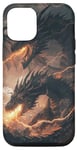 Coque pour iPhone 13 Illustration Dragon Clashing Dragon Fantasy Fire Epic